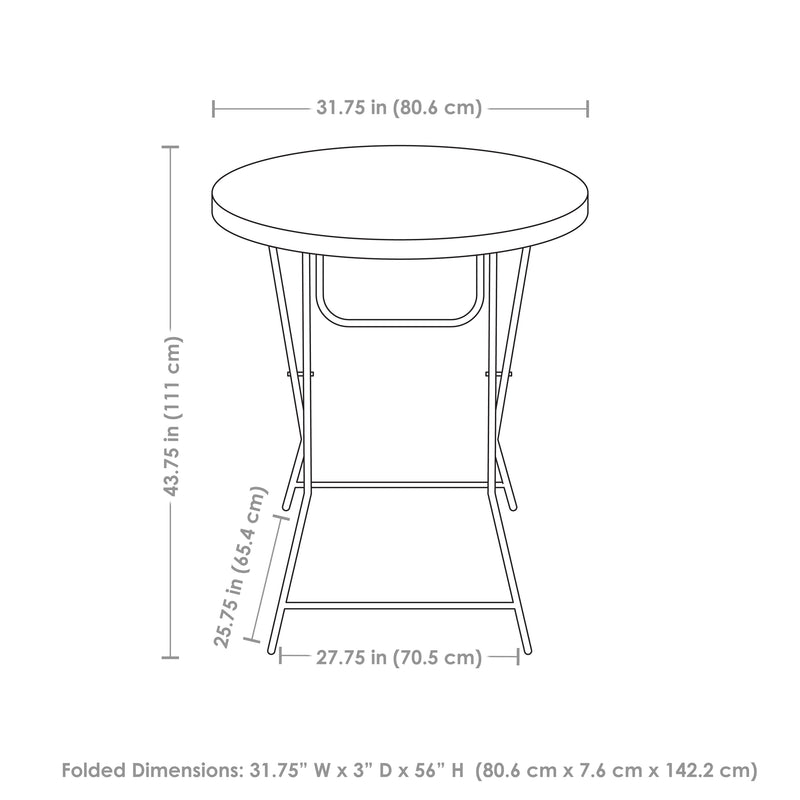 Sunnydaze Plastic Bar-Height Folding Table - 31.75" - Gray