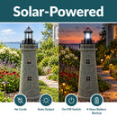 Sunnydaze Cobblestone 35" Outdoor Solar Lighthouse Lamp - LED Beacon