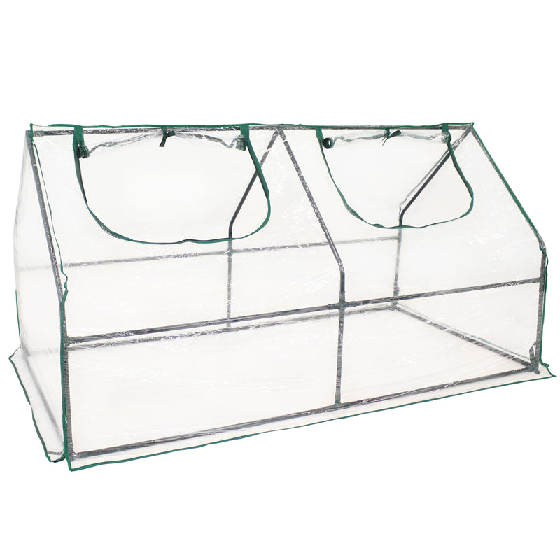 Sunnydaze Portable Mini Cloche Greenhouse with Zipper Doors - Clear