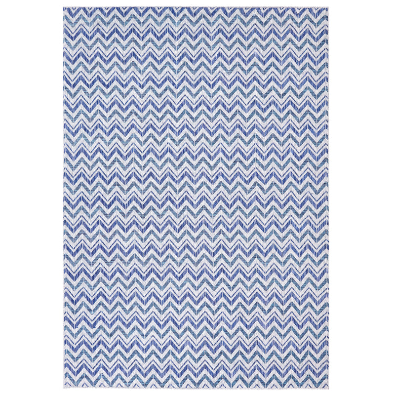 Sunnydaze Chevron Dreams Indoor/Outdoor Patio Area Rug in Blue/Gray