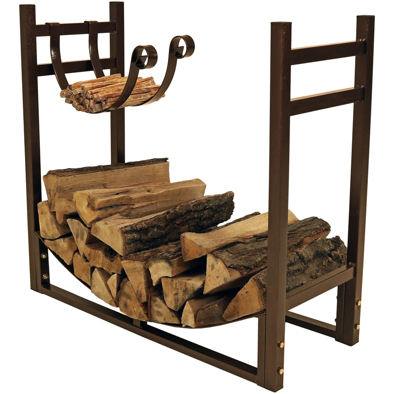 Sunnydaze Outdoor Log Storage Rack with Kindling Holder