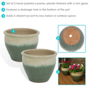 Sunnydaze Set of 2 Chalet High-Fired Glazed Ceramic Planters