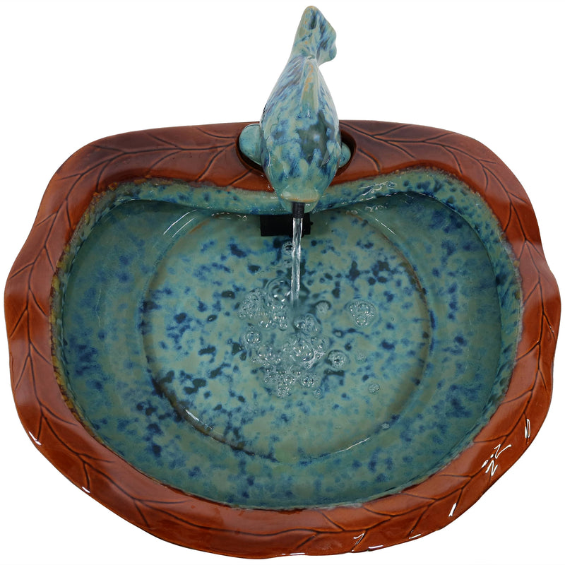 Sunnydaze Glazed Ceramic Fish Outdoor Water Fountain - 7"