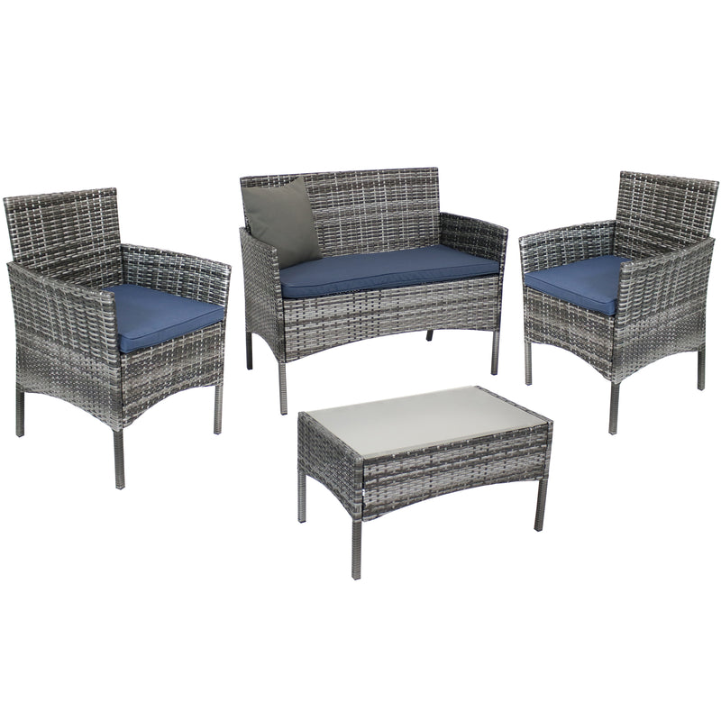 Sunnydaze Dunmore 4-Piece Patio Set with Cushions - Multiple Colors Available