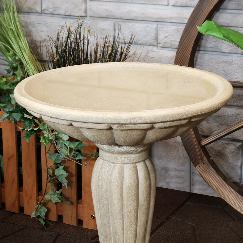 Sunnydaze Grecian Garden Reinforced Concrete Bird Bath - 16"