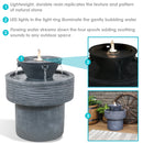 Sunnydaze Tranquil Streams 2-Tier Outdoor Fountain with LED Lights - 20"