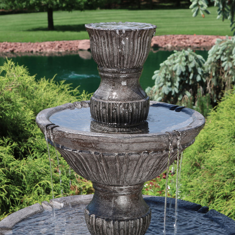 Sunnydaze Classic Designer 3-Tier Outdoor Water Fountain - 55" H