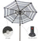 Sunnydaze Solar LED Lighted 9' Aluminum Umbrella with Tilt & Crank