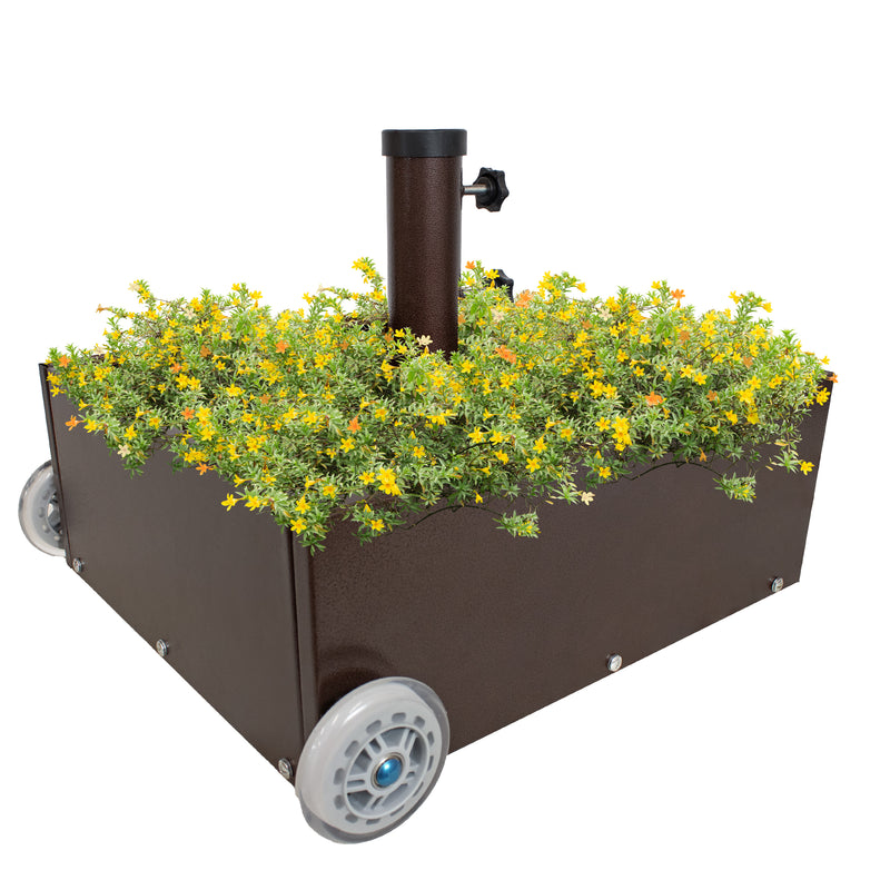 abba patio umbrella stand with wheels Sunnydaze Decor Rolling Umbrella Base with Planter