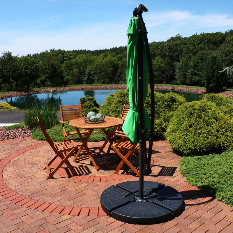 Sunnydaze 10' Offset Patio Umbrella with Solar LED Lights