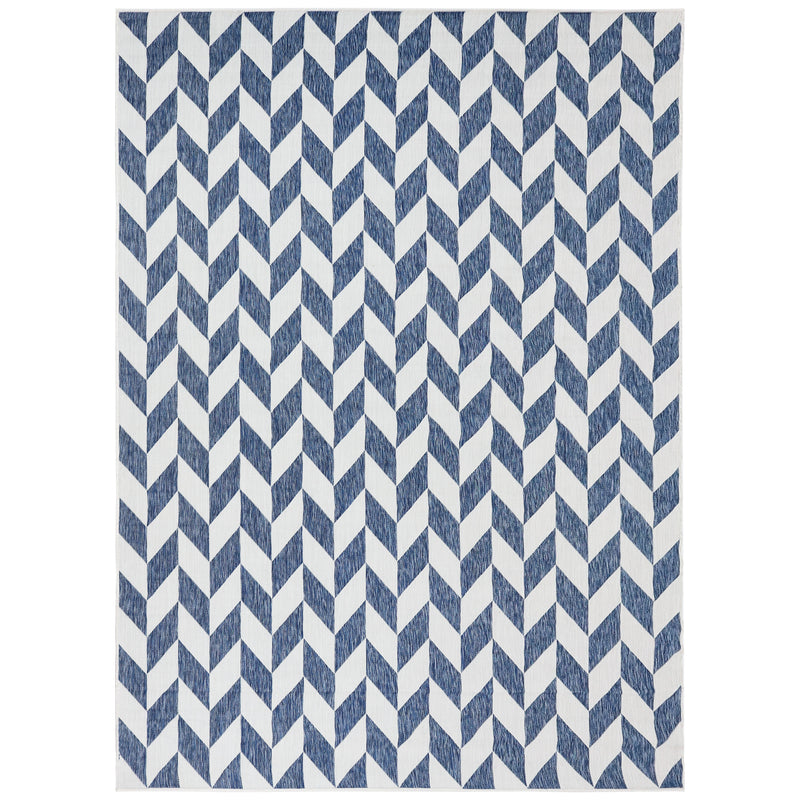 8x10 Sunnydaze Geometric Affinity Indoor/Outdoor Patio Area Rug in Steel Blue