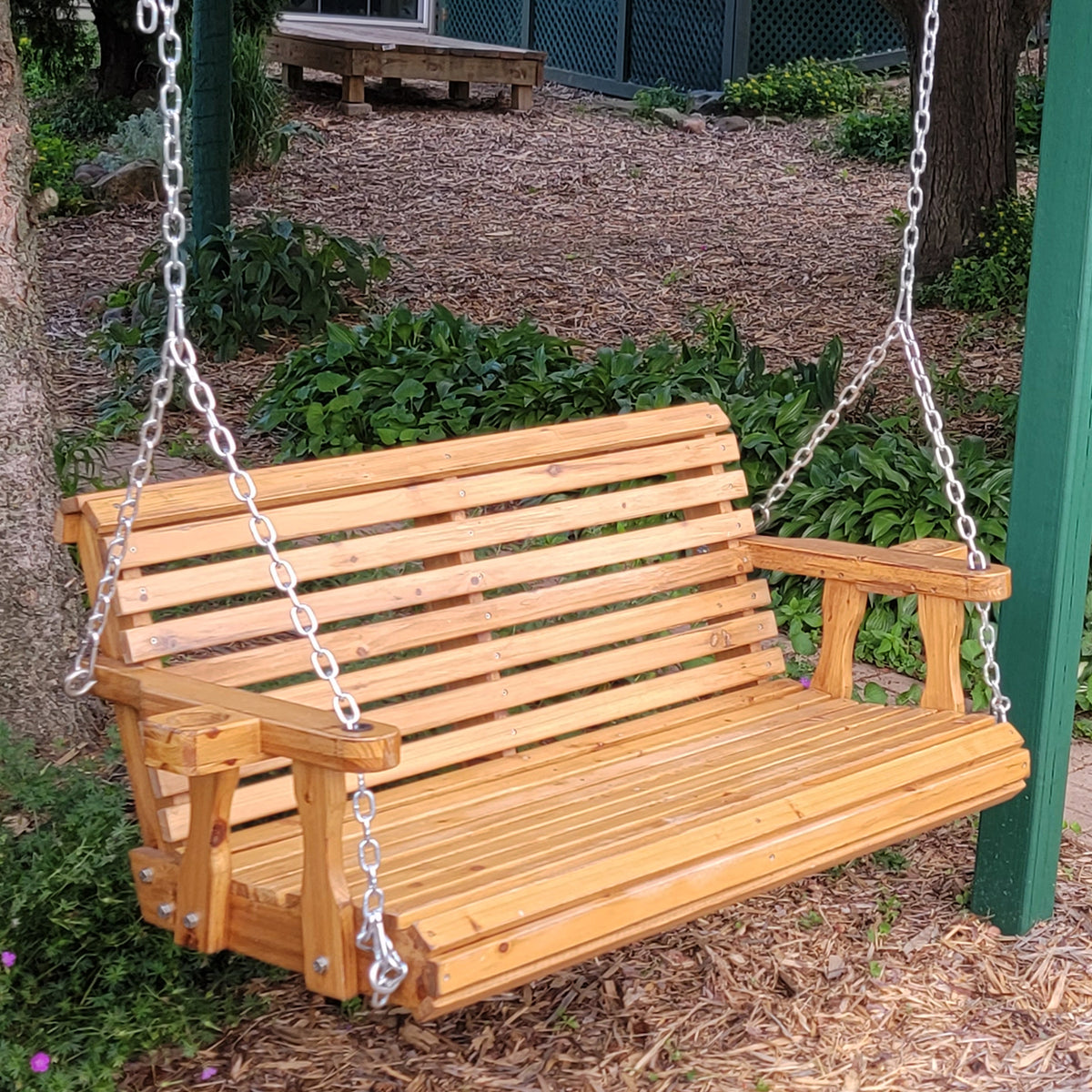 Sunnydaze Traditional Wooden Porch Swing with Hanging Chains - 58.5