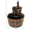 Sunnydaze Country 2-Tier Wood Barrel Water Fountain with Hand Pump