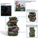 Sunnydaze 6-Tier Stone Falls Indoor Tabletop Fountain with LED Light - 15"