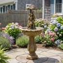 Sunnydaze Lovers Umbrella Solar-Powered Fountain with Battery Backup and Lights - 43"