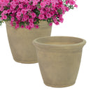 Anjelica Planter - 15.25 in (38 cm) - Beige, on a white background in a two pack