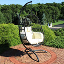 Sunnydaze Penelope Hanging Egg Chair with Seat Cushions and Stand