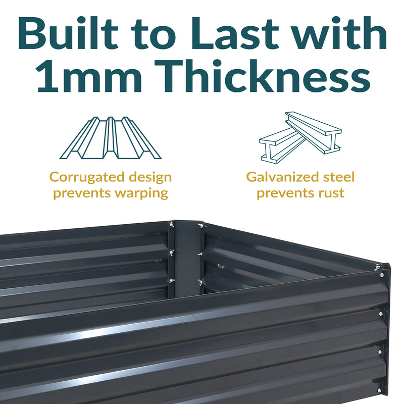 Sunnydaze Galvanized Steel Raised Garden Bed - Large Rectangle - 47"