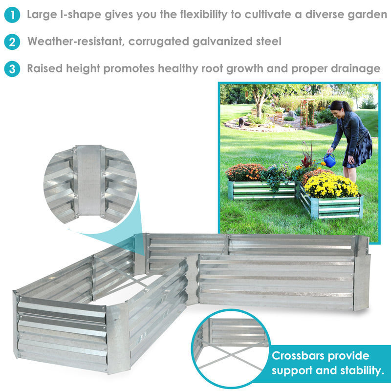 Sunnydaze L-Shaped Galvanized Steel Raised Garden Bed