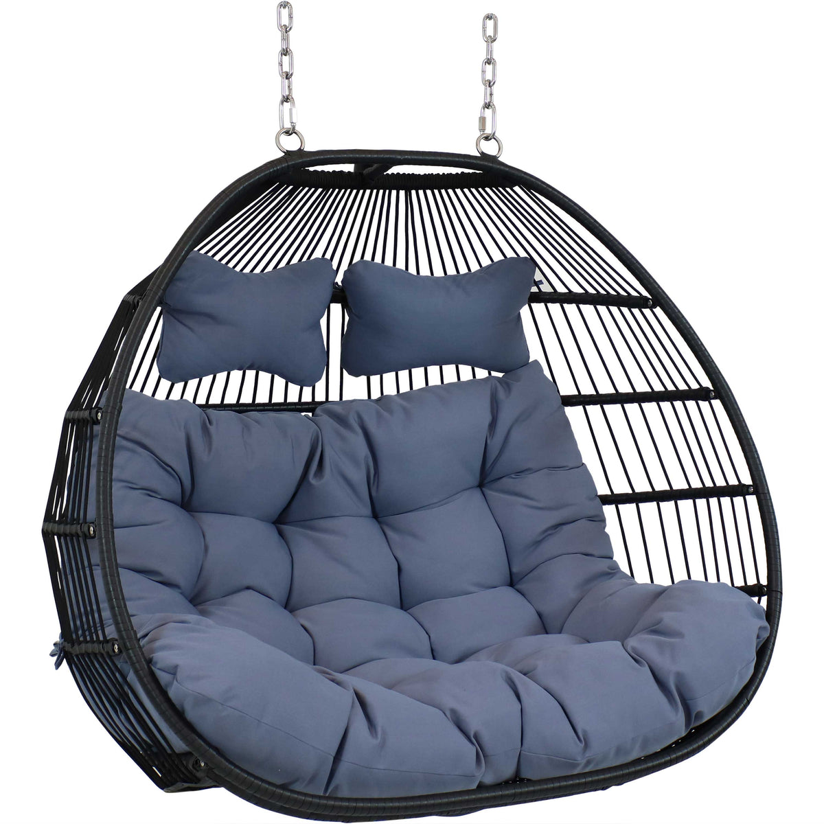 Sunnydaze Liza Loveseat Egg Chair with Cushions - Gray