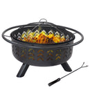 Sunnydaze Arrow Motif Steel Wood-Burning Fire Pit with Spark Screen - 36"