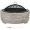 Sunnydaze Faux Stone Fire Pit Ring with Spark Screen - 35" Diameter