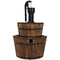 Sunnydaze Country 2-Tier Wood Barrel Water Fountain with Hand Pump