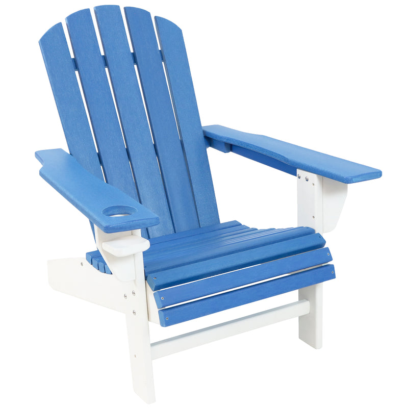 Sunnydaze All-Weather Two-Tone Outdoor Adirondack Chair with Drink Holder