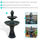 Sunnydaze Double Tier Outdoor Ceramic Fountain with LED Lights - 38"