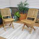 Sunnydaze Nantasket Teak Outdoor Folding Patio Chair with Slat Back - 2 Chairs