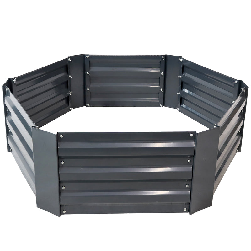 Sunnydaze Galvanized Steel Raised Garden Bed - Hexagon - 40.5-Inch