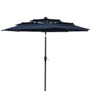 Sunnydaze 10 ft 3-Tier Large Patio Umbrella with Tilt and Crank - Navy