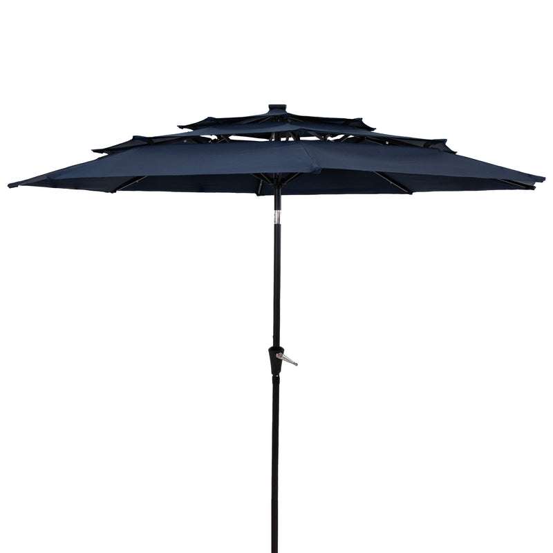 Sunnydaze 10 ft 3-Tier Large Patio Umbrella with Tilt and Crank - Navy