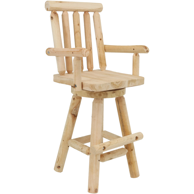 Sunnydaze Rustic Bar Stool, Log Cabin Style Unfinished Wood Construction, 4-Foot