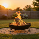 Sunnydaze Black Steel Outdoor Wood-Burning Fire Pit Bowl with Stand - 23"