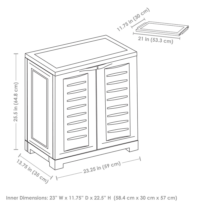 Sunnydaze Plastic Garage Storage Cabinet with Adjustable Shelf - Gray