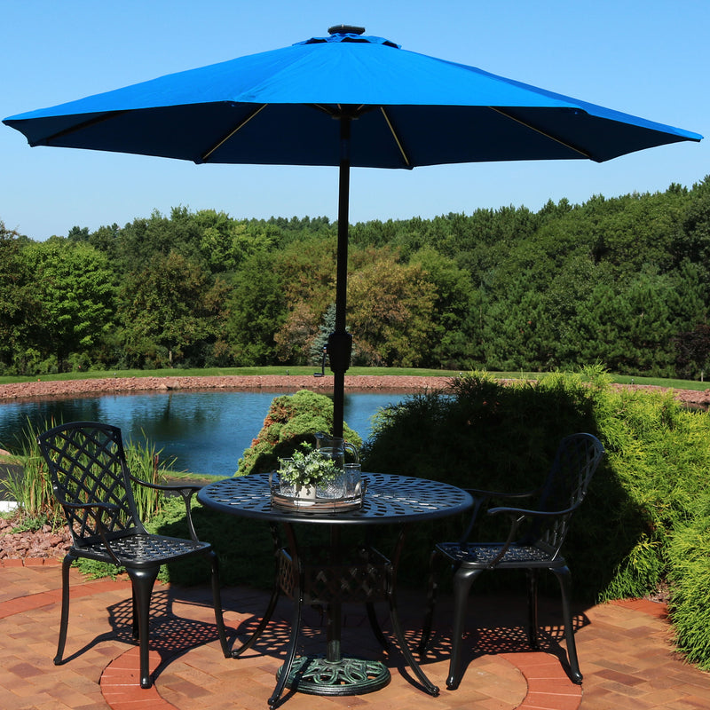 Sunnydaze 9' Solar Sunbrella Umbrella with Push-Button Tilt and Crank