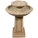 Sunnydaze Beveled Flower 2-Tier Birdbath Water Fountain - 28-Inch