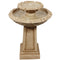 Sunnydaze Beveled Flower 2-Tier Birdbath Water Fountain - 28-Inch