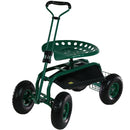 Sunnydaze Rolling Garden Cart with Extendable Steering Handle, Swivel Seat & Basket