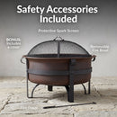 Sunnydaze Cauldron Outdoor Wood-Burning Fire Pit with Spark Screen