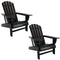 Sunnydaze 2 Lake Style Adirondack Chairs with Cup Holder - Black