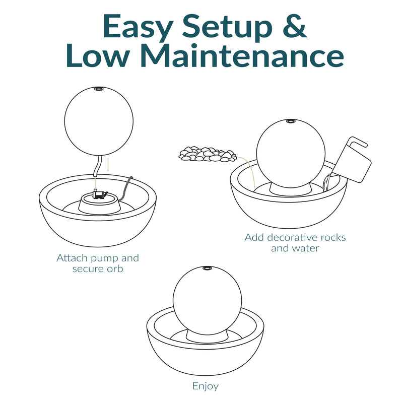 Sunnydaze Indoor Ceramic Tabletop Water Fountain with Orb - 7"