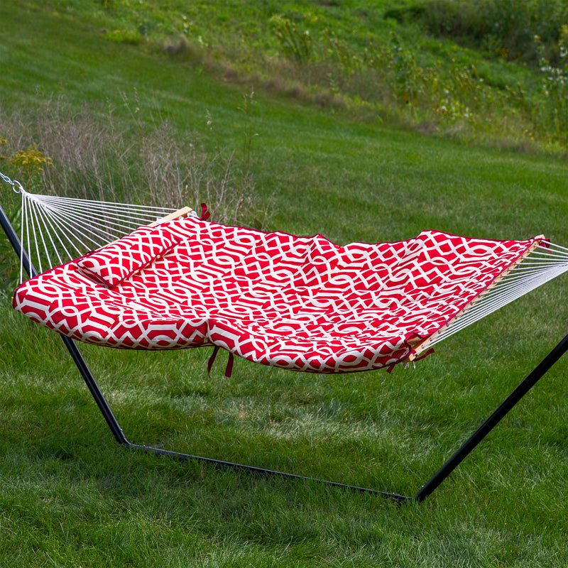 Sunnydaze Rope Hammock with 12' Steel Stand, Pad, and Pillow