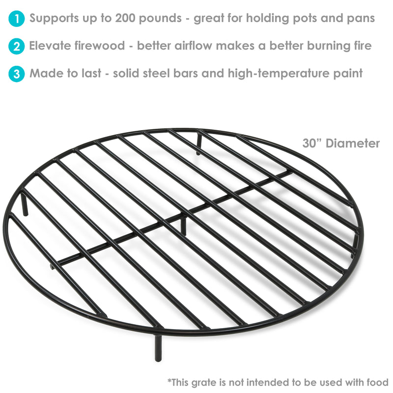 Sunnydaze Outdoor Heavy-Duty Steel Round Fire Pit Grate