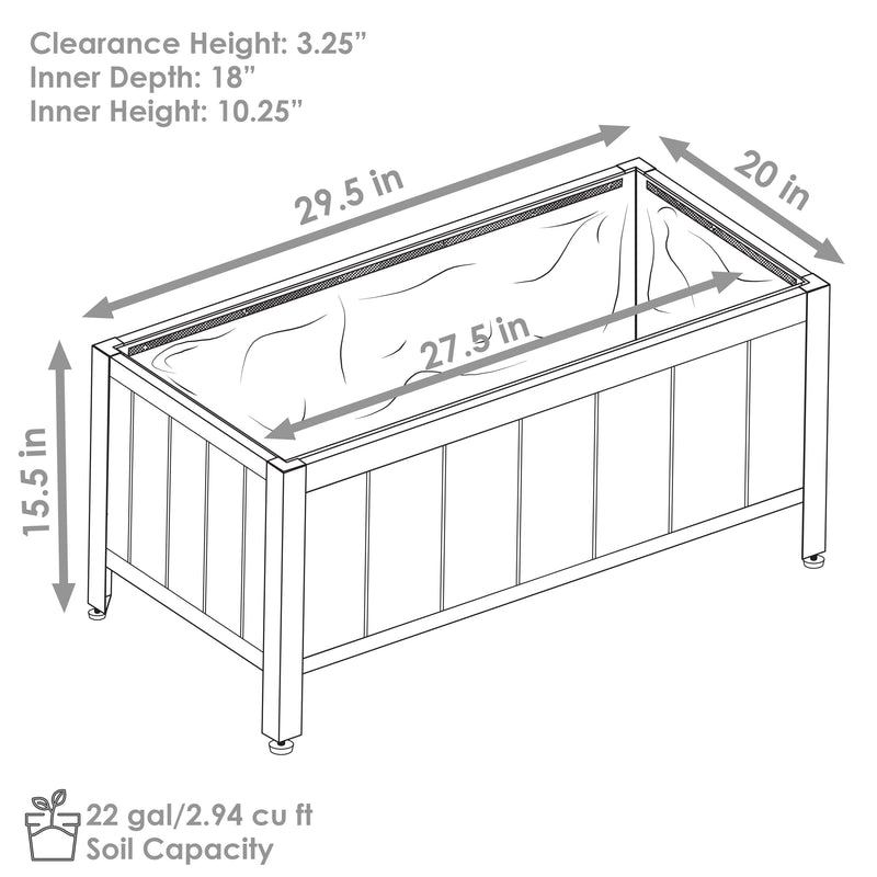 Sunnydaze Steel-Framed Acacia Wood Raised Garden Bed - 15.5" H