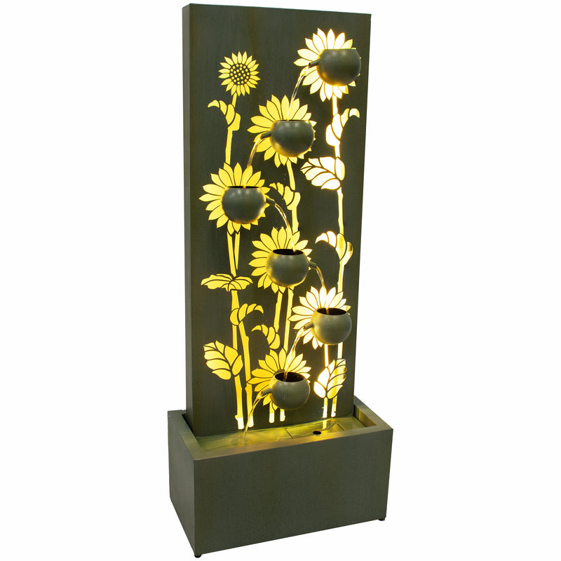 Sunnydaze Sunflower Fields Outdoor Water Fountain with Lights - 48.5"