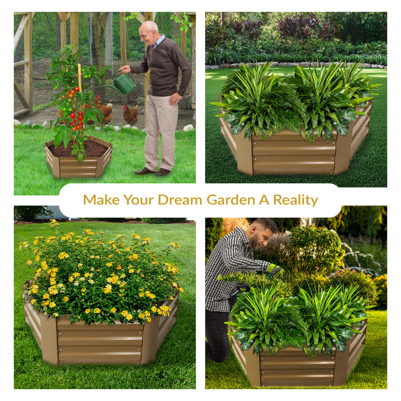 Sunnydaze Galvanized Steel Raised Garden Bed - Hexagon - 40.5"