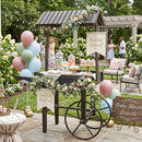 Sunnydaze Rustic, Vintage Flower Cart Display Stand with Wheels - Gray