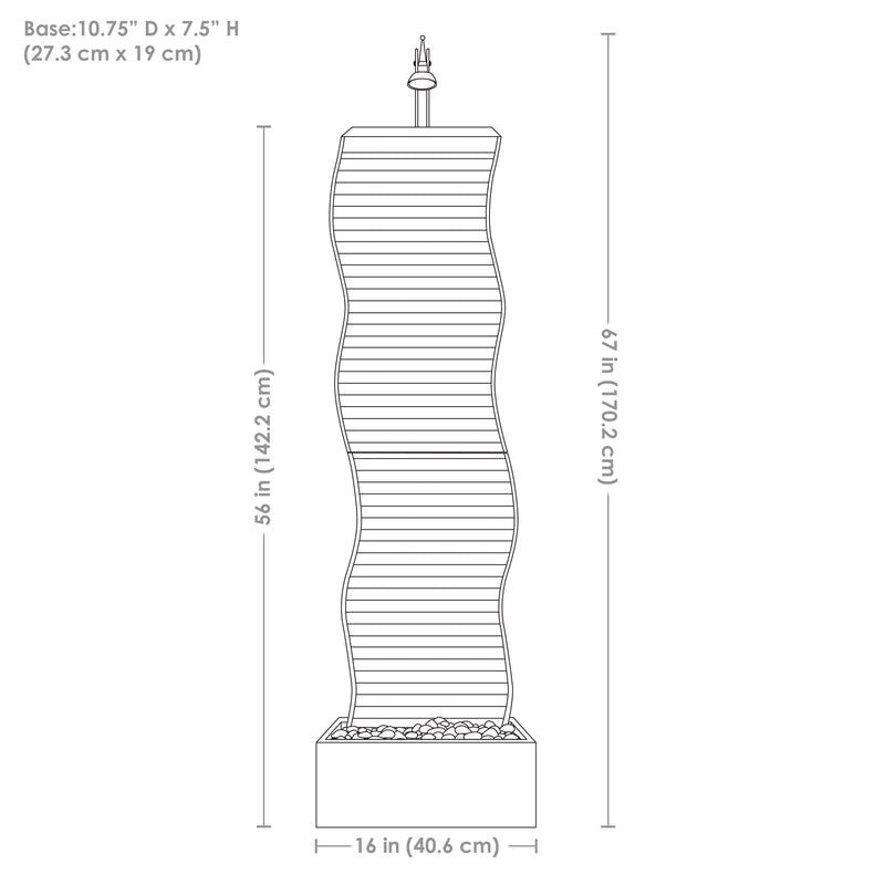 Sunnydaze Curved Ridge Slate Tall Indoor Water Fountain with Light - 56"